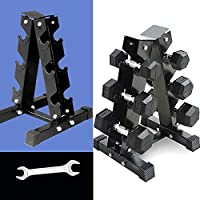HEREB - Soporte de almacenamiento para mancuernas de acero con 3 niveles para mancuernas y torre de pesas para gimnasio…
